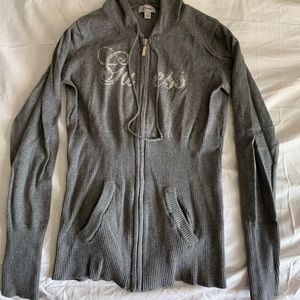 Guess grey zip up sweater